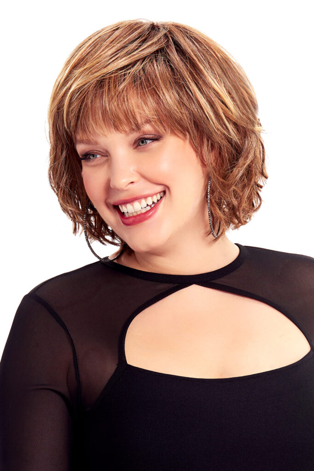 Flawless Waves Wig by TressAllure in Caramel Cream Lighted (EL12/22/R8) Light Golden Brown with Gold Blonde Highlights and Face Framing Highlights