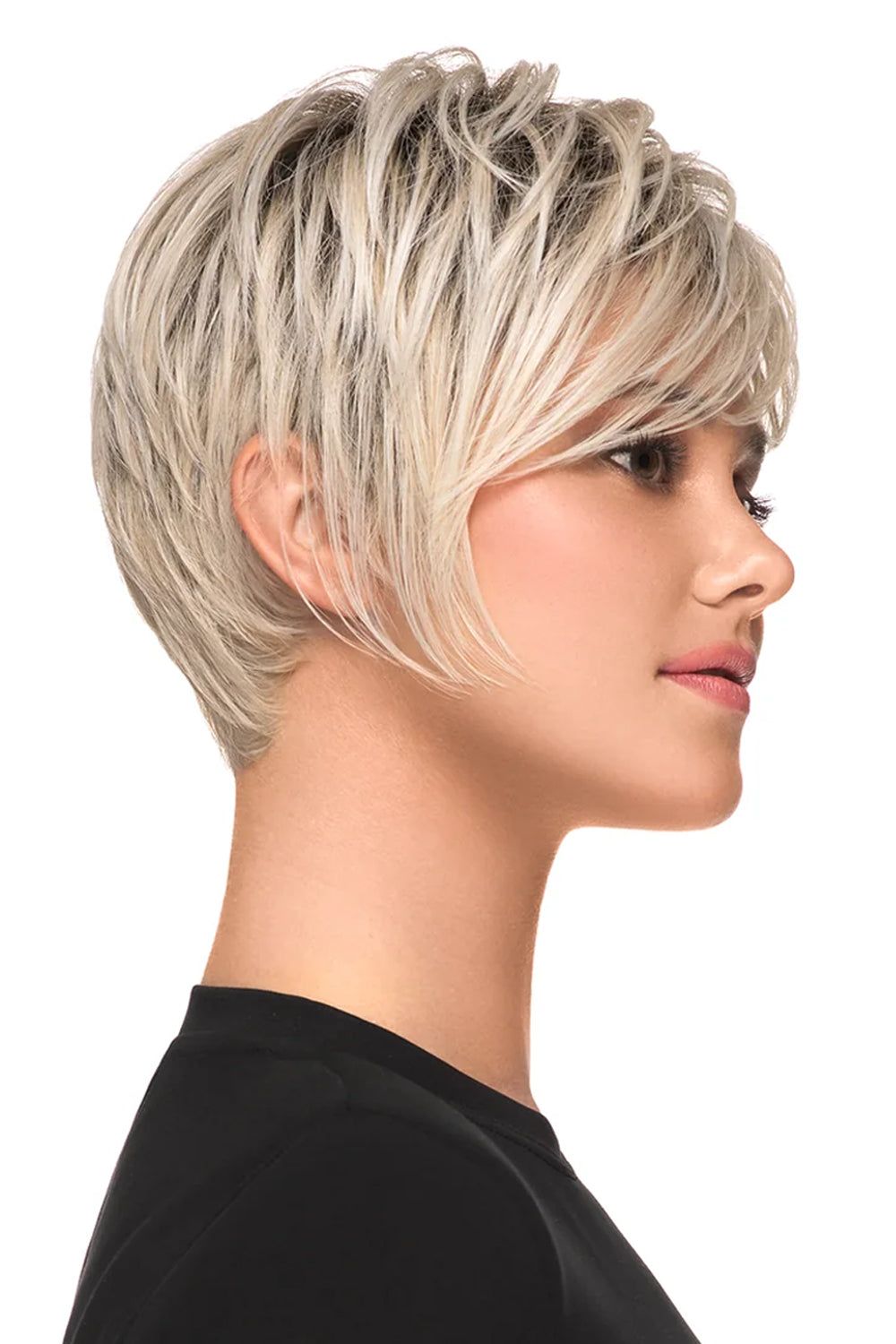 Cool Pixie Wig by TressAllure in Chilled Caramel Swirl (613/1001/R18) Vanilla Blonde White Blonde Blend Rooted Ash Brown