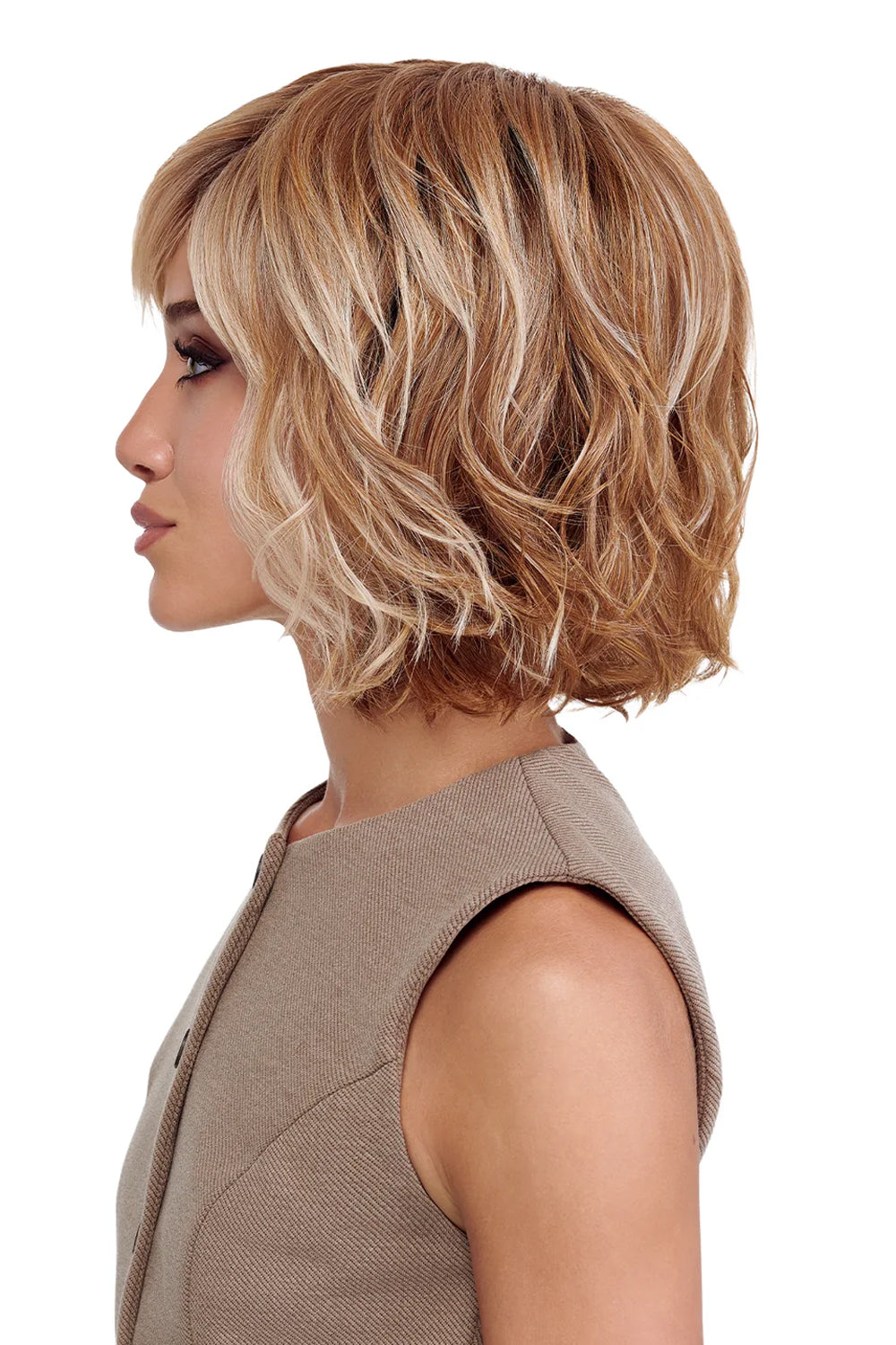 Flawless Waves Wig by TressAllure in Desert Hombre (17/23/R8) Pale Auburn Beige Blonde Blend Rooted Medium Brown