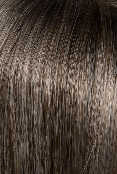 Salt Pepper Rooted (39.60.44) | Light Natural Brown with 75% Gray, Medium Brown with 70% Gray and Pure White Blend with Brown Roots