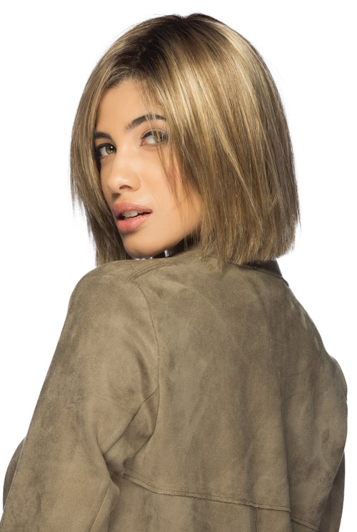 Ellis By Estetica in Light Brown w Chunky Golden Blonde Highlights n Dark Brown Roots (RH12/26RT4)