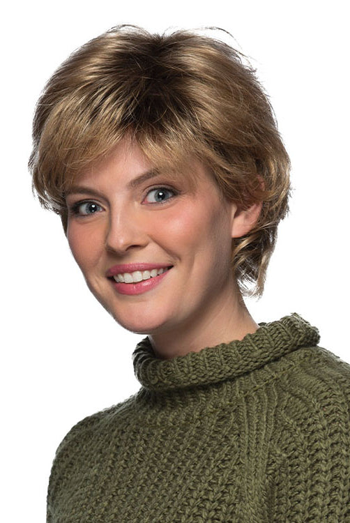 Mandy By Estetica in Golden Blonde Blended n Tipped w Ash Blonde n Golden Brown Roots (R24/18BTRT8)