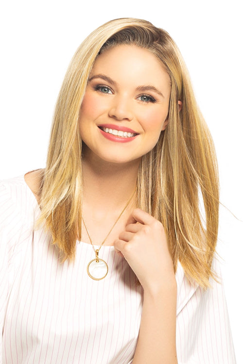 Picture Perfect Wig by TressAllure in Sunset Melt (14/26/R10) Light Red Brown Gold Blonde Highlights Rooted Medium Brown