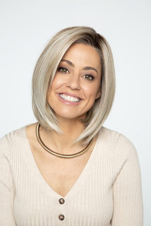 Dallas Wig by Henry Margu in Highlighted blend of Ash n Platinum Blondes n Chocolate roots (10/613GR)