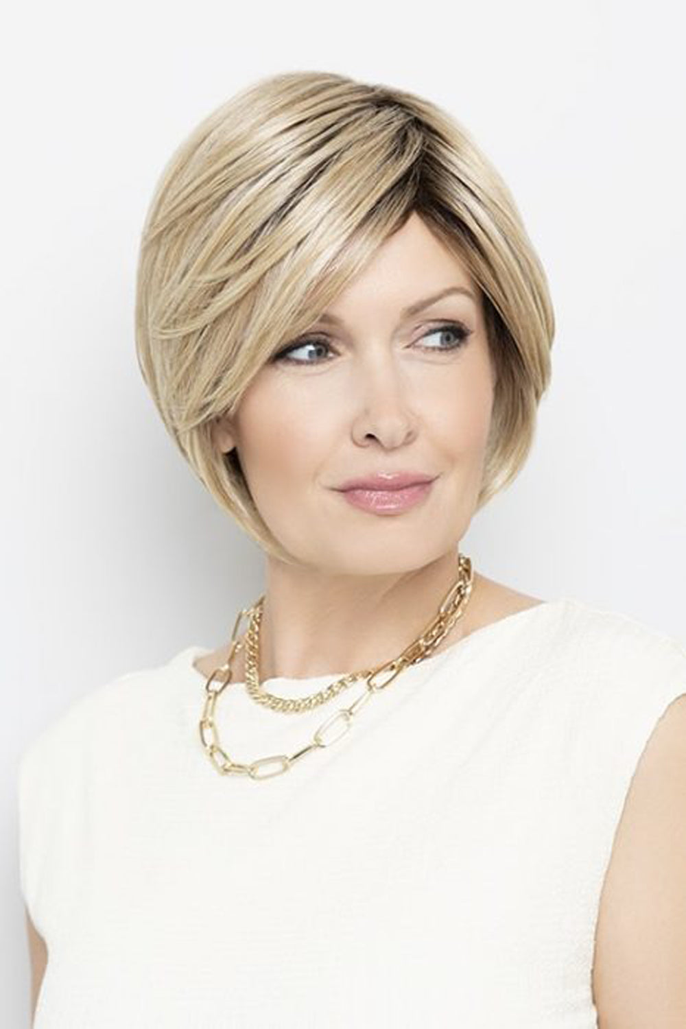 Eden Wig by Henry Margu in Gold Blonde with Light Blonde highlights and Brown roots (26GR)