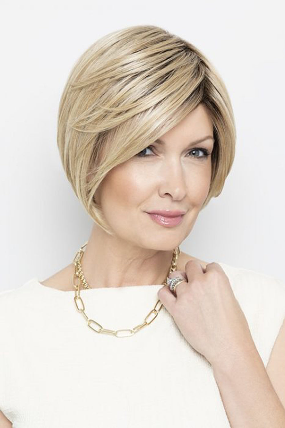 Eden Wig by Henry Margu in Gold Blonde with Light Blonde highlights and Brown roots (26GR)