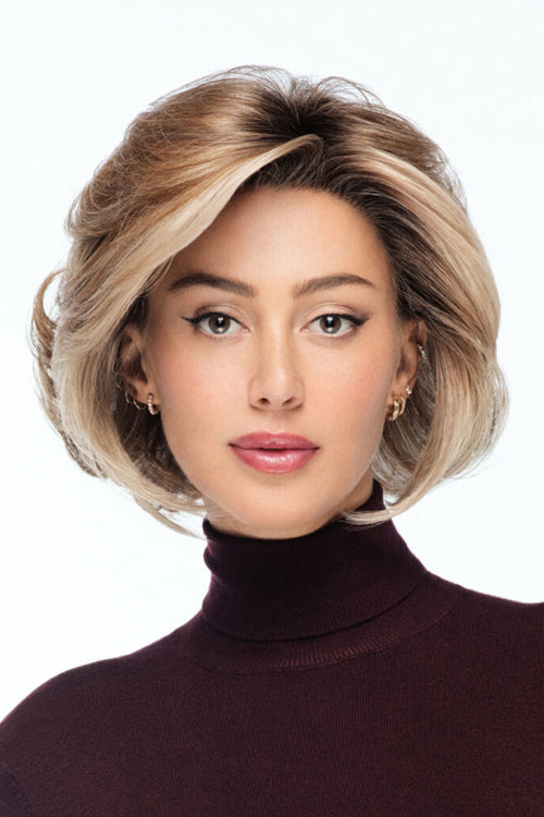 Charlotte Realistic Wig by TressAllure in Cappuccino Light (EL12/22/8) Blend Light Golden Brown w Gold Blonde, Rooted Medium Brown w Gold Blonde Highlights