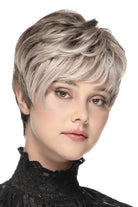 Chopped Pixie Wig by TressAllure in Smoky Toffee (52/38/49/R8) 3 Tone Grey Rooted Medium Brown