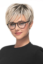 Cool Pixie Wig by TressAllure in Chilled Caramel Swirl (613/1001/R18) Vanilla Blonde White Blonde Blend Rooted Ash Brown