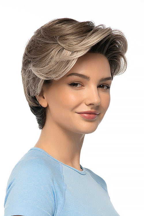 Light And Airy Wig by TressAllure in Smoky Toffee (52/38/49/R8) 3 Tone Grey Rooted Medium Brown
