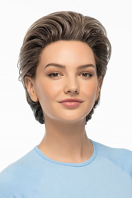 Light And Airy Wig by TressAllure in Smoky Toffee (52/38/49/R8) 3 Tone Grey Rooted Medium Brown