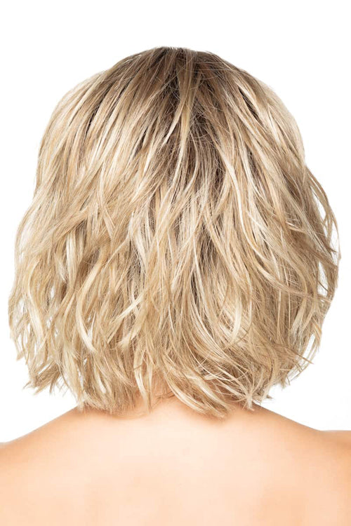 New Wave Wig by TressAllure in Sunset Melt (14/26/R10) Light Red Brown Gold Blonde Highlights Rooted Medium Brown