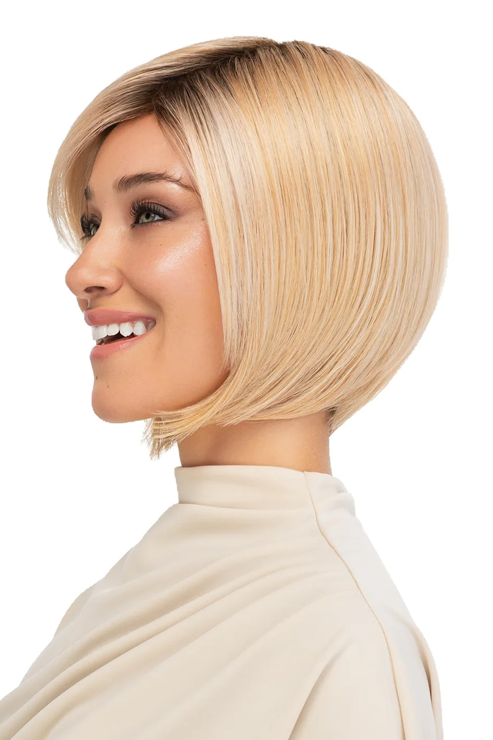 Poised Wig by TressAllure in Amber Radiance (24/102/R12) Golden Blonde Highlighted Platinum Rooted Light Golden Brown