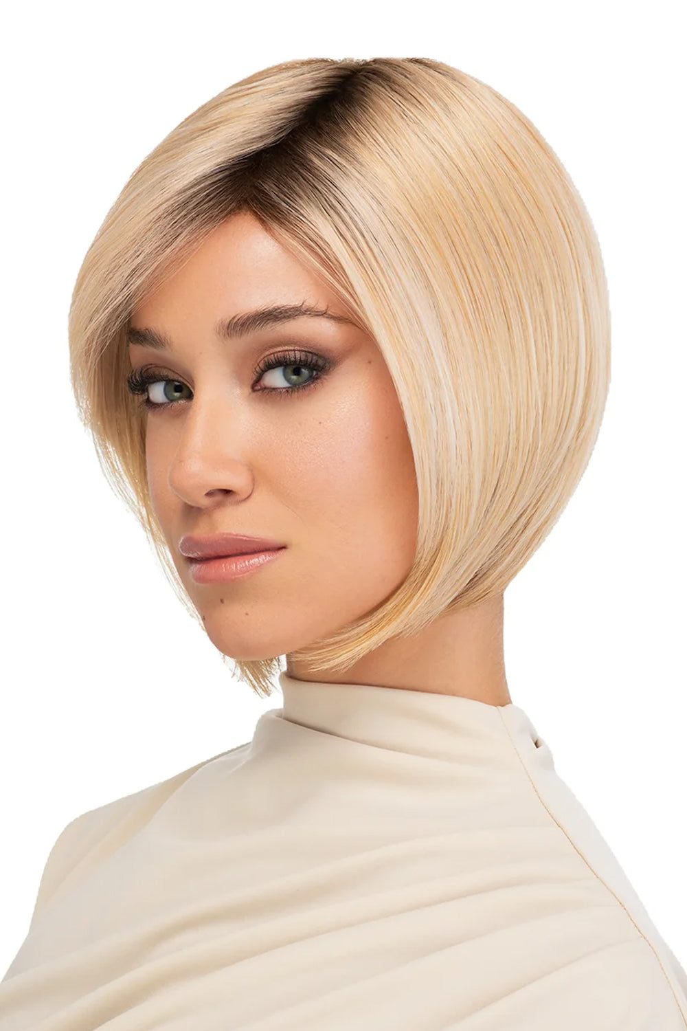 Poised Wig by TressAllure in Amber Radiance (24/102/R12) Golden Blonde Highlighted Platinum Rooted Light Golden Brown