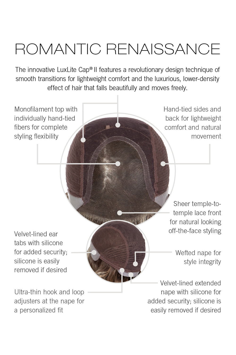 Romantic Renaissance Wig by Raquel Welch in cap construction