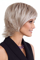 Razor Cut Shag Wig by TressAllure in Whisper Frost (56/60/R8) Light Grey Silver Blend Rooted Medium Brown