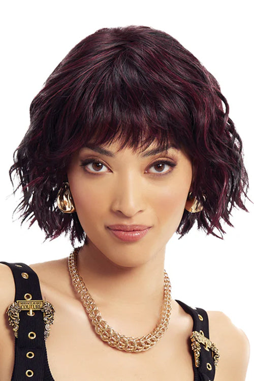 Trend Wig by TressAllure in Wine Noir (1B/BURG) Off Black w Burgandy Highlight