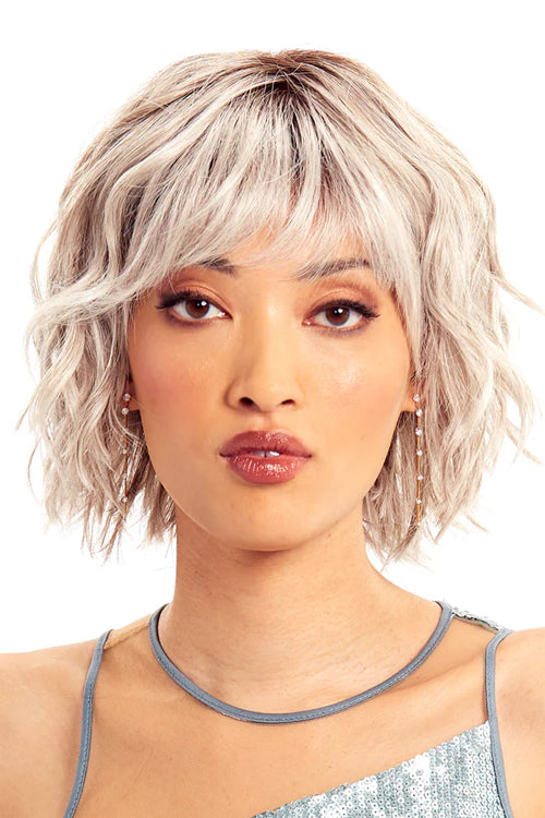 Trend Wig by TressAllure in Whisper Front (56/60/R8) Light Grey Silver Blend Rooted Medium Brown