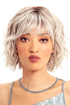 Trend Wig by TressAllure in Whisper Front (56/60/R8) Light Grey Silver Blend Rooted Medium Brown