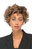 Twisted Pixie Wig by TressAllure in Desert Ombre (17/23/R8) Pale Auburn Beige Blonde Blend Rooted Medium Brown