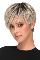 Cool Pixie Wig by TressAllure in Chilled Caramel Swirl (613/1001/R18) Vanilla Blonde White Blonde Blend Rooted Ash Brown