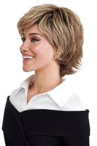 Short Shag Wig by TressAllure in Honey Caramel Cascade (12/22/27/25R8) Dark blonde Platinum Blonde pale Aubrun and Medium Golden Blonde blend with root