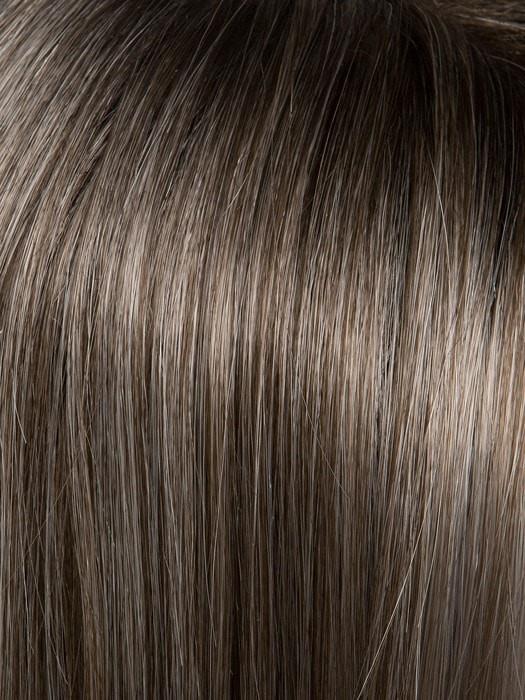 Salt Pepper Rooted (39.60.44) | Light Natural Brown with 75% Gray, Medium Brown with 70% Gray and Pure White Blend with Brown Roots