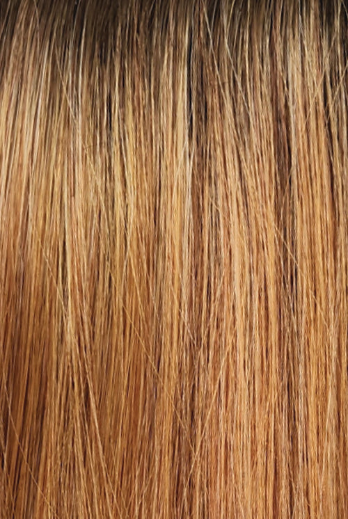 Light Auburn Strawberry Blonde Blend with Golden Brown Roots (Mandarin Rooted)