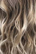 Light Chestnut Brown Base with Light Brown / Golden Blonde / Icy Blonde Painted Highlights (Vanilla Macchiato)